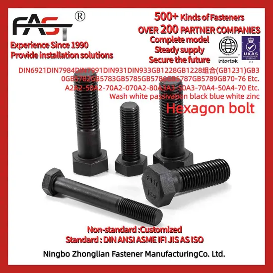 China Factory Carbon Steel Blue White Zinc Plated Hex Bolts 